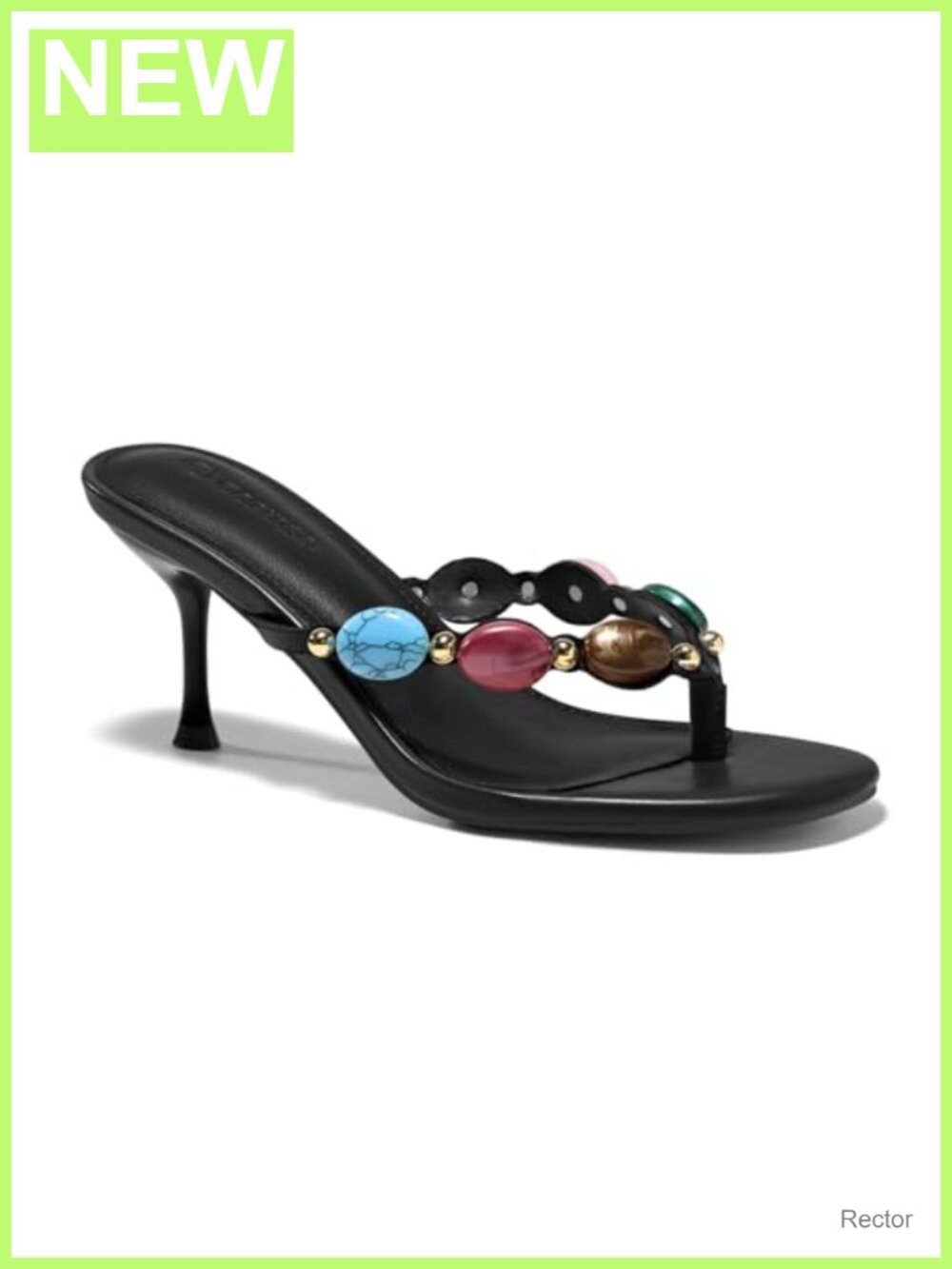 Womens Jeweled Heeled Sandals Kitten Heel Stiletto Flip Flop Open Toe Slides